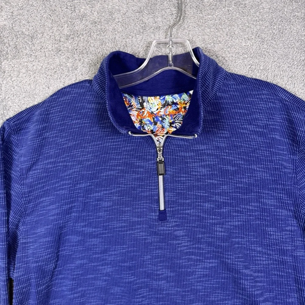 Robert Graham Jacket Mens XL 1/4 Zip Thermal Sweatshirt Classic Fit‎ Knit Ribbed